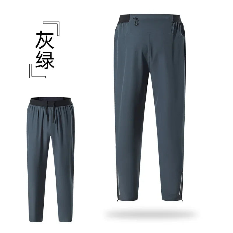 Running Pants Men Sweatpants Sports Joggers Loose Fitness Quick Dry Gym Sportswear Training Tracksuit With Waist Belt Bag Pocket