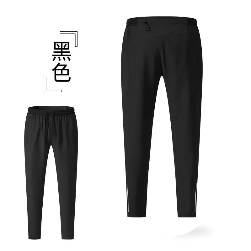 Running Pants Men Sweatpants Sports Joggers Loose Fitness Quick Dry Gym Sportswear Training Tracksuit With Waist Belt Bag Pocket