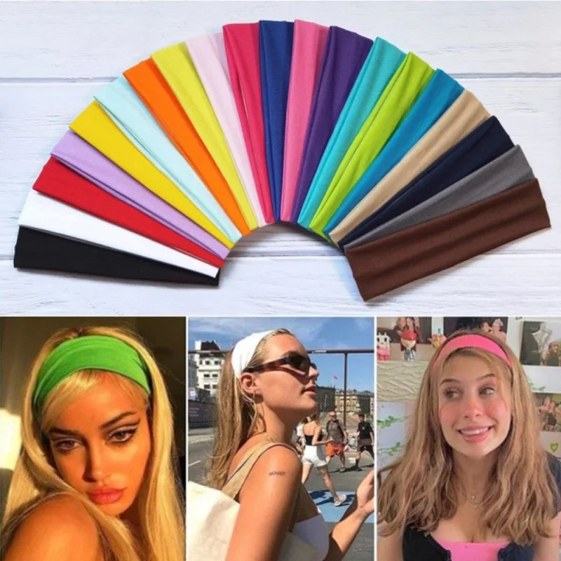 10 Pcs Color Sports Headbands For Men Women Elastic Anti Slip Sports Headbands For Yoga Fitness Running Sweat Absorption